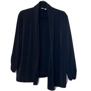 Chicos Open Cardigan Top Stretchy Slinky Black 3/4 Sleeves Womens Size 2 Large